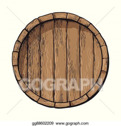 Vector Art - Top view of sketch style wooden barrel with tap ...