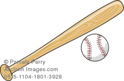 Clip Art Image of a Baseball Bat and Baseball