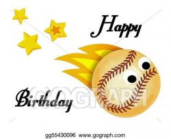 Stock Illustration - Baseball ball stars happy birthday ...