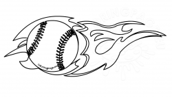 Flaming baseball clipart black and white | Coloring Page