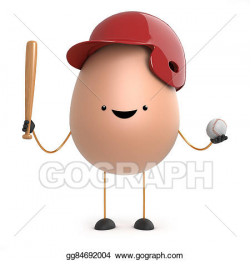 Stock Illustration - 3d cute toy egg loves to play baseball. Clipart ...