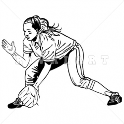 Sports Clipart Image of Woman Womens Girls Softball Player Fielding ...
