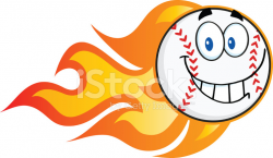 Cartoon Gradient Baseball Ball With Flames Mascot Stock Vector ...