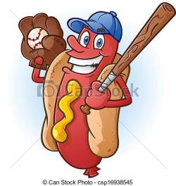 Vector - Hot Dog Baseball Cartoon Character - stock illustration ...