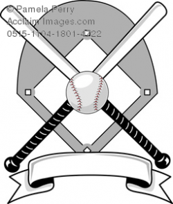 Clip Art Image of a Baseball Design With Bats Crossed Over a ...