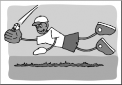 Clip Art: Cartoon School Scene: Sports: Baseball 02 Grayscale I ...