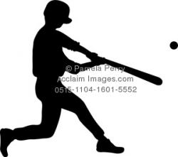 Clip Art Image of a Baseball Player Up to Bat in Silhouette