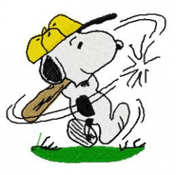 Snoopy Playing Baseball Sports Embroidery Design Instant