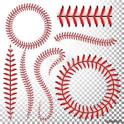 Baseball Stitches Vector Set. Baseball Red Lace Isolated On ...