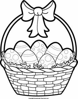 Easter Basket Black And White Clipart
