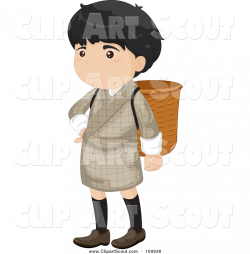 Clipart of a Bhutanese Boy in a Gho, with a Basket by Graphics RF ...