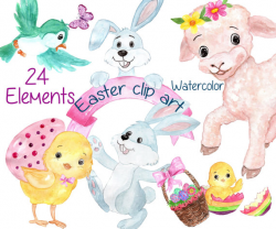 Watercolor Easter clipart: 