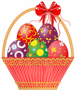 Easter Red Basket with Eggs PNG Clipart Picture | Gallery ...