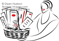 Clipart Illustration of Simple Line Drawing of a Woman Giving Or ...