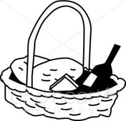 Black and White Picnic Basket Clipart | Wedding Picnic Clipart