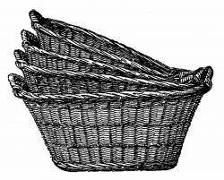 Antique Images: Digital Clip Art of 4 Wicker Laundry Baskets Image ...