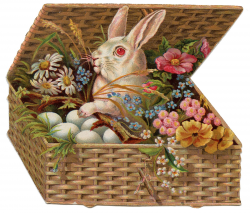 Vintage Easter Clip Art of Bunny in Basket - The Graphics Fairy