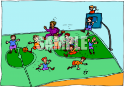 Clipart Picture of Kids Playing Basketball
