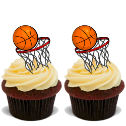 15x BASKETBALL BALLS Premium Edible Stand Up Rice Wafer Cup Cake ...