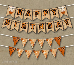 Basketball Party Happy Birthday Banners Decorations - Printable DIY ...