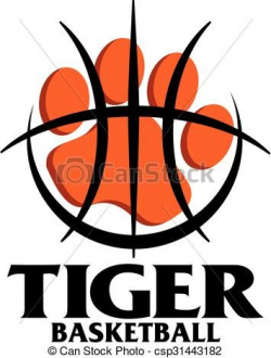 Vector - tiger basketball - stock illustration, royalty free ...