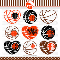 Basketball SVG Cut Files Monogram Frames for Vinyl Cutters