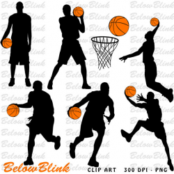 Basketball Players Silhouettes Clipart Clip Art Digital Scrapbooking ...