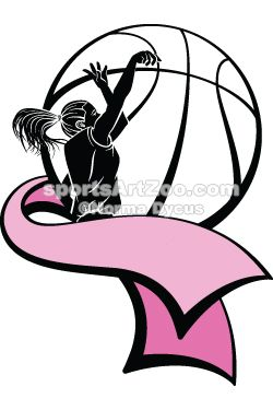 Sports Art Zoo - Girl-Basketball-Player-with-Pink-Ribbon ...
