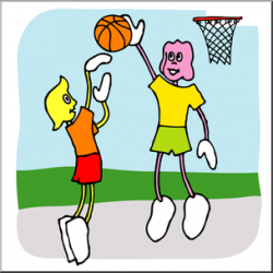 Clip Art: Cartoon School Scene: Sports: Basketball 06 Color I ...