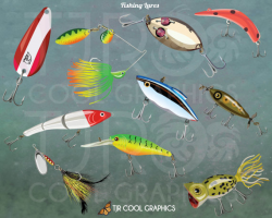 Fishing Lures Digital Realistic Clip Art, PNG, Printable, Spoon ...