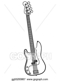 Stock Illustration - Electric bass guitar line art illustration ...