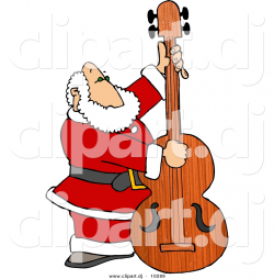 Clipart of a Cartoon Santa Claus Playing Double Bass by djart - #10289