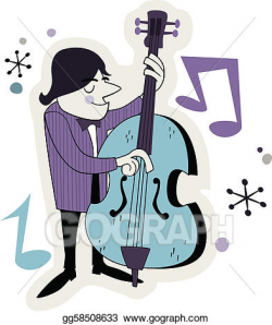 Vector Clipart - Retro bass player cartoon. Vector Illustration ...