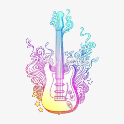 Colorful Guitar, Beautiful Guitar, Color Guitar, Guitar PNG Image ...