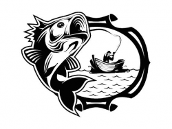 Bass Fishing #16 Logo Angling Fish Hook Fresh Water Hunting Striped ...