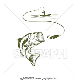 Clip Art Vector - Illustration of fisherman in a boat and big mouth ...