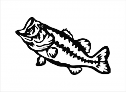 Retro Black And White Largemouth Bass Fish - Bass Fish Black And White