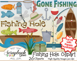 FISHING HOLE Clipart, 26 png Clipart files, Instant Download fish ...