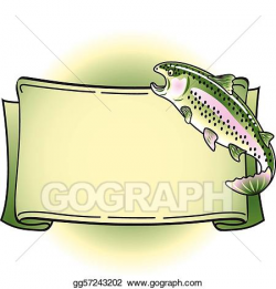 Vector Illustration - Rainbow trout tattoo banner clipart. EPS ...