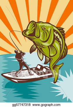 Stock Illustration - Largemouth bass fish fishing. Clipart ...