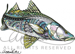 Zentangle Snook Fish Art Print 8.5x11