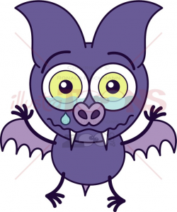 Purple bat crying and feeling sad - illustratoons