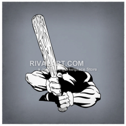 Black White Body Holding Wood Grain Bat Wooden