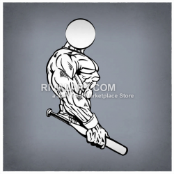 Black White Baseball Player Body Holding Bat