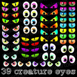 Spooky Eyes Clipart, Creature Eyes Clipart, Monster Eyes, Cat Eyes ...