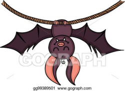 Vector Stock - Happy bat hanging on a rope. Clipart ...