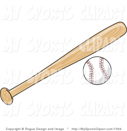 Sports Clip Art of a Baseball Bat and Ball by Pams Clipart - #7359