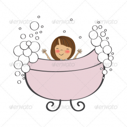 Baby Girl in the Bath Tub by balasoiu | GraphicRiver