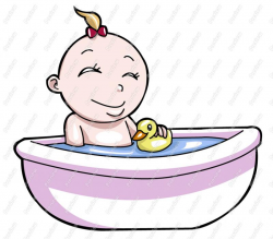 Baby Girl Taking A Bath Clip Art - Royalty Free Clipart - Vector ...