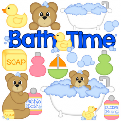 Bath Time Digital Clipart - Set of 14 - Bath Tub, Bear, Bubbles ...